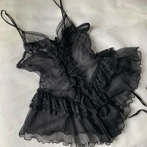 Vintage sheer corset lace up top